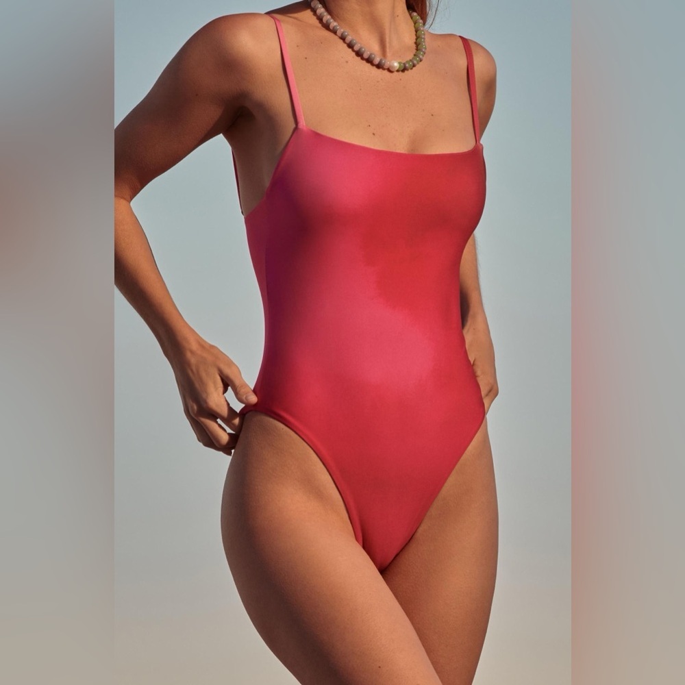 NWT SIGAL Straight-Neck One-Piece Swimsuit